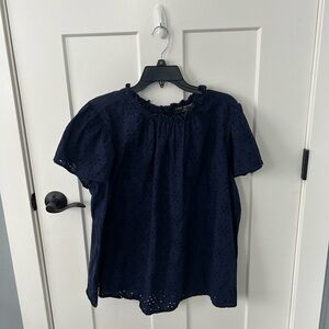 Lane Bryant Navy Eyelet Top